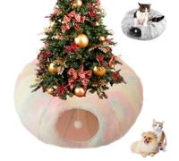 Christmas Cat Tunnel,Cat Tunnel Bed Under Christmas Tree,Cat Tunnel Christmas Tree Skirt,Foldable Multi-Functional Cat Tunnel,Washable Warm Indoor Plush Cat Cave