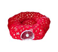 Christmas Cat Tunnel, Festive Foldable Pet Play Tunnel - Interactive Cat Toy & Cozy Hideaway Bed for Indoor Cats, Kittens, Small Pets, Holiday Season Gift (D)