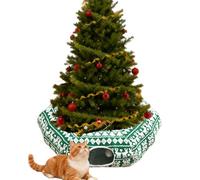 Christmas Cat Tunnel, Foldable Pet Play Tunnel, Interactive Cat Toy & Cozy Hideaway Bed for Indoor Cats, Christmas tree decoration, Kittens, Small Pets, Festive Bed (A)