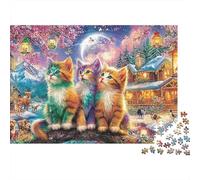 Christmas Cats 1000 Piece Jigsaw Puzzle for Adults Colorful Cat Brainteasing Jigsaws Educational Games Creativity & Gift Giving 38x26cm/1000pcs