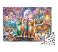 Christmas Cats 1000 Piece Two Kittens in Town Jigsaw Puzzle For Adults Thick Card Board Relaxation Difficult Game Gifts Great Gift Idea 38x26cm/1000pcs