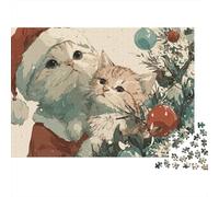 Christmas Cats Art Print 1000 Piece Jigsaw Puzzle for Adults, 52x38cm/1000pcs, January Puzzle Activity, Screen-Free Leisure And January Evenings