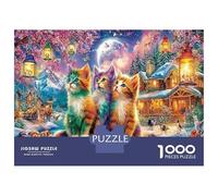 Christmas Cats Jigsaw Puzzle Three Cats 1000 Pieces Premium Cardstock Set for Adults Jigsaws Educational Challenge 70x50cm/1000pcs