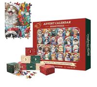 Christmas Cats Jigsaw Puzzles, 2024 Christmas Christmas Jigsaw Puzzles Calendar For Wall Decoration Cute Jigsaw For Birthday, Christmas, And Children's Day