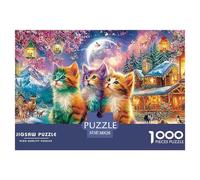 Christmas Cats Jigsaws 1000 Piece Puzzle Impossible Educational Games Wall Decor Family Game for Adults And Kids 38x26cm/1000pcs