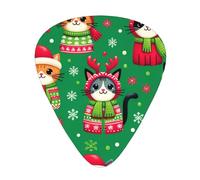 Christmas-Cats-Santa-Hats 12 Pack Guitar Picks With 3 Thicknesses And Storage Box, Abs Plectrums For Electric Bass Guitar Players