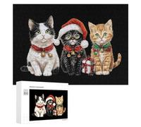 Christmas Cats Wooden Jigsaw Puzzles for Adults Brain-Teasing Game Idea Puzzle Gift 300 PCS