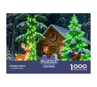 Christmas Cedar Forest Cottage Wooden Jigsaw Puzzle Waterproof 1000 Piece Puzzles for Adults Gifts Challenging And Brainteasing Games