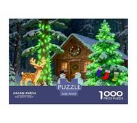 Christmas Cedar Forest Cottage Wooden Jigsaw Puzzle Waterproof 1000 Piece Puzzles for Adults Impossible Home Decoration