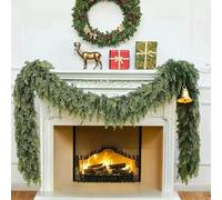 Christmas Cedar Garland - 6ft Artificial Real Touch Cedar Garlands Thickned Realistic Greenery Pine Garland for Holiday Fireplace Mantle Window Indoor Outdoor Decor