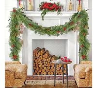 Christmas Cedar Garland - Christmas Artificial Norfolk Pine Garlands,Real Touch Green Winter Greenery Pine Garland For Fireplace Stairs Table Mantle Wall Indoor Outdoor Decorations (B, 6ft/1.8m)