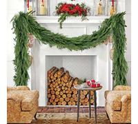 Christmas Cedar Garland - Christmas Artificial Norfolk Pine Garlands,Real Touch Green Winter Greenery Pine Garland For Fireplace Stairs Table Mantle Wall Indoor Outdoor Decorations (1.5m/4.9Ft)