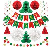 Christmas Ceiling Decorations, 16 PCS Premium Reusable Christmas Ceiling Hanging Decorations, Large Paper Christmas Decorations, Perfect as Hanging Christmas Decorations or Christmas Table Decoration