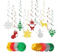 Christmas Ceiling Decorations, Hanging Christmas Decorations, 8 Styles Foil Christmas Decoration, Christmas Tree, Bell, Reindeer, Snowflake for Indoor Roof Tree Decor