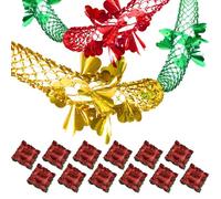 Christmas Ceiling Decorations Indoor 12-Pack Foil Garland, 9ft Extendable foil christmas Decorations Ceiling & Mantlepiece for Xmas New Year Party, Red Green Gold Purple Blue Wreaths