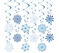 Christmas Ceiling Decorations, Kaluofan 24 PCS Snowflake Decoration, Ceiling Snowflake Hanging Decorations, 12PCS Snow flake Cards 12PCS Swirls Hanging Foil Christmas New Year Party Decoration