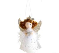 Christmas Celestial Doll Ornament Pendant with Plush and Tulle for Hanging Decoration on Holiday Trees and Home (Bridal Wreath)