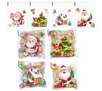 Christmas Cellophane Bags,50 Pcs Self Adhesive Christmas Cookie Bags Treat Bags 4 Styles Clear Plastic Candy Bags for Candy Cookie Pastry Party Supplies Favor Bags A5SDBLZD