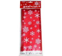 Christmas Cellophane Gift Bags Festive Clear Treat Bags for Sweets, Chocolates, and Small Presents Party Bags with Twist Ties for Favors, Stocking Fillers & Seasonal Gifting (Red, Pack of 3-60pcs)