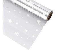 Christmas Cellophane Wrap - 40CM X 30M Snowflake Florist Paper Wrapper 2.5 Mil Clear Cellophane Wrap Roll for Christmas Flowers Hampers Baskets Food Arts & Crafts