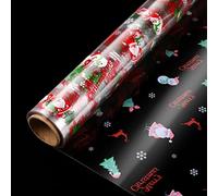 Christmas Cellophane Wrap Roll| 99Ft. Long X 16 in. Wide| 2.5 Mil Transparent| Crystal Clear with Christmas Designs Wrappings Bags for Flowers, Bouquet, Basket (3000x40cm)