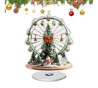 Christmas Centerpiece - 2D Ferris Wheel Ornaments - Rotating Base Table Christmas Decorations with Tree Design, for Multi-Tier Trays Parties Weddings Thanksgiving Home Bedroom