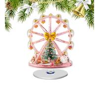 Christmas Centerpiece - 2D Ferris Wheel Ornaments - Rotating Base Table Christmas Decorations with Tree Design, for Multi-Tier Trays Parties Weddings Thanksgiving Home Bedroom