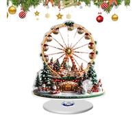 Christmas Centerpiece | 2D Vintage Ferris Wheels,Rotating Base Christmas Decorations for Table with Tree Design,for Tiered Tray Winter Party Holiday Fireplace House Bedroom