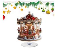 Christmas Centerpiece Ornaments 2D Flat Acrylic, Christmas Ferris Wheel Tree Carousel Decor, With 360° Rotating Base, Village Houses Accessories, For Table Home Holiday Party Decoration