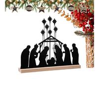Christmas Centerpieces for Tables,Nativity Scene Sign,Metal Christmas Decorations with Wooden Base - for Mantel Shelf Church Party Holiday
