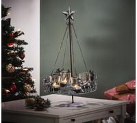 Christmas Centrepiece Tealight Holder - 47 x 25cm Freestanding Metal Xmas Tree & Reindeer Design Candle Holder - Indoor Home Dining Table or Sideboard Festive Decoration