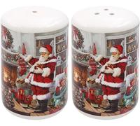 Christmas Ceramic Candle Holders, Set of 2, Festive Santa Claus Design