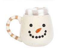 Christmas Ceramic Coffee Tea Hot Chocolate Mug & Fluffy Socks Set Santa Reindeer Snowman Rudolph Gift Present (Snowman)