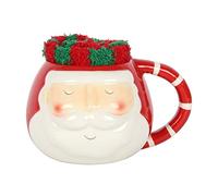 Christmas Ceramic Coffee Tea Hot Chocolate Mug & Fluffy Socks Set Santa Reindeer Snowman Rudolph Gift Present (Santa)