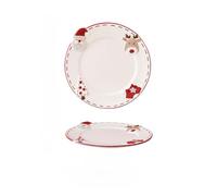 Christmas Ceramic Cup Santa Claus Mug Elk Cream Pot Tray Western Food Plate (Round Plate - Small)