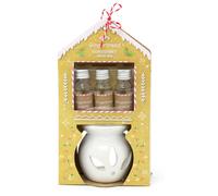 Christmas Ceramic Essential Oil Burner With Gingerbread Fragrance Oils | Festive Tealight Candle Holder Wax Melt Burner | Votive Candle Oil Burner Fra