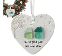 Christmas Ceramic Heart Ornament, Christmas Decoration Ceramic Love Heart Ornament | Winter Holiday Display Decor for Balcony Bedroom Window Door Living Room Farmhouse