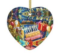 Christmas ceramic heart pendant AEKGOHP Happy Birthday Pattern Christmas tree decoration for fireplace shopping mall holiday party