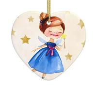 Christmas ceramic heart pendant WHJDPP Fairy Star Printing Christmas tree decoration for fireplace shopping mall holiday party