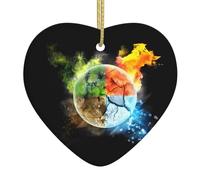 Christmas ceramic heart pendant WHJDPP Four Elements Printing Christmas tree decoration for fireplace shopping mall holiday party