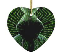 Christmas ceramic heart pendant WHJDPP Hacker Attack Printing Christmas tree decoration for fireplace shopping mall holiday party