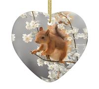 Christmas ceramic heart pendant WHJDPP Squirrels in Spring Printing Christmas tree decoration for fireplace shopping mall holiday party