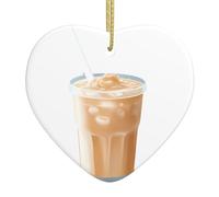 Christmas Ceramic Heart Pendant WHJSSF Iced Milk Tea Printing Smooth and Bright for Christmas Mouse Tree Home and Supermarket Decoration