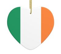 Christmas Ceramic Heart Pendant WHJSSF Irish Flag Printing Smooth and Bright for Christmas Mouse Tree Home and Supermarket Decoration