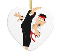 Christmas ceramic heart pendant YUGTAEE cartoon karate Printed Christmas tree decoration for fireplace shopping mall holiday party