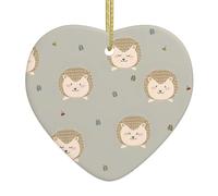 Christmas ceramic heart pendant YUGTAEE Many hedgehogs Printed Christmas tree decoration for fireplace shopping mall holiday party