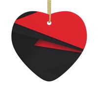 Christmas ceramic heart pendant YUGTAEE Red Black Printed Christmas tree decoration for fireplace shopping mall holiday party