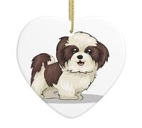 Christmas ceramic heart pendant YUGTAEE Shih Tzu Dog Printed Christmas tree decoration for fireplace shopping mall holiday party