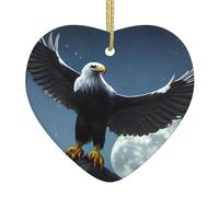 Christmas Ceramic Heart Pendant YYHHAOFA Eagle Under The Stars Printed Smooth and Bright for Christmas Mouse Tree Home and Supermarket Decoration