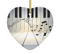 Christmas ceramic heart pendant YYHHAOFA Piano Music Symbol Picture Christmas tree decoration for fireplace shopping mall holiday party